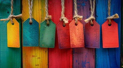 A rainbow of price tags, each one promising great savings and value