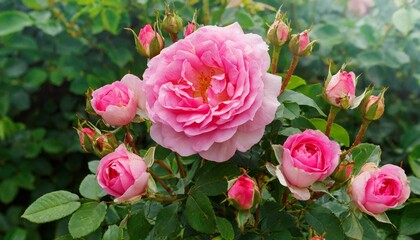 pink tulips in the garden,Clusters of pink roses, with their velvety petals and sweet scent, create a romantic ambiance wherever they bloom.