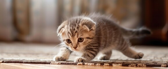 little scottish fold kitten playing