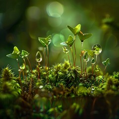 Fototapeta na wymiar The Microcosm of Moss An Intimate Look at the Tiny Forests Among Us