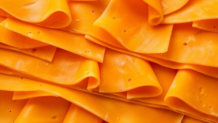cheddar cheese slices close-up wallpaper texture pattern or background - Powered by Adobe