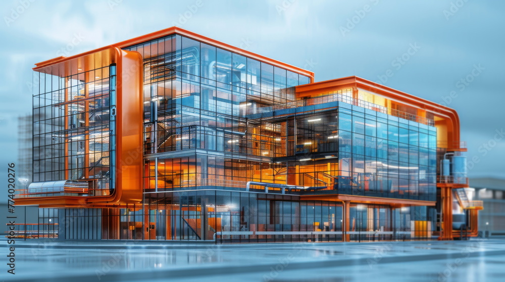 Poster modern building with abundant windows