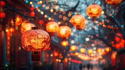 Chinese Lunar New Year festivities. Chinatown - obrazy, fototapety, plakaty