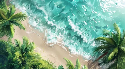Cercles muraux Corail vert Realistic summer wallpaper with beach 