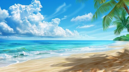 Fototapeta na wymiar Realistic summer wallpaper with beach 