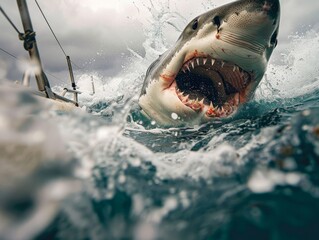 Great White Shark Close-up with Teeth
