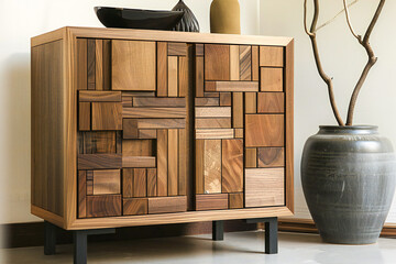Modern wooden cabinet for decorative items