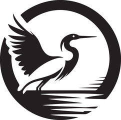 Egret Bird Silhouette , illustration