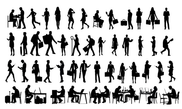 People activity silhouette, Business man, Business woman, musician, etc, vector graphic