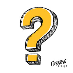 Question mark.Vector illustration, hand drawn, sketch style, isolated on white background.