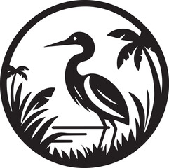 Egret Bird Silhouette , illustration