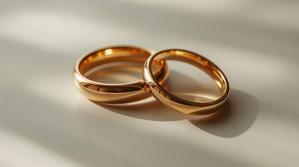 Two golden rings on a blank background