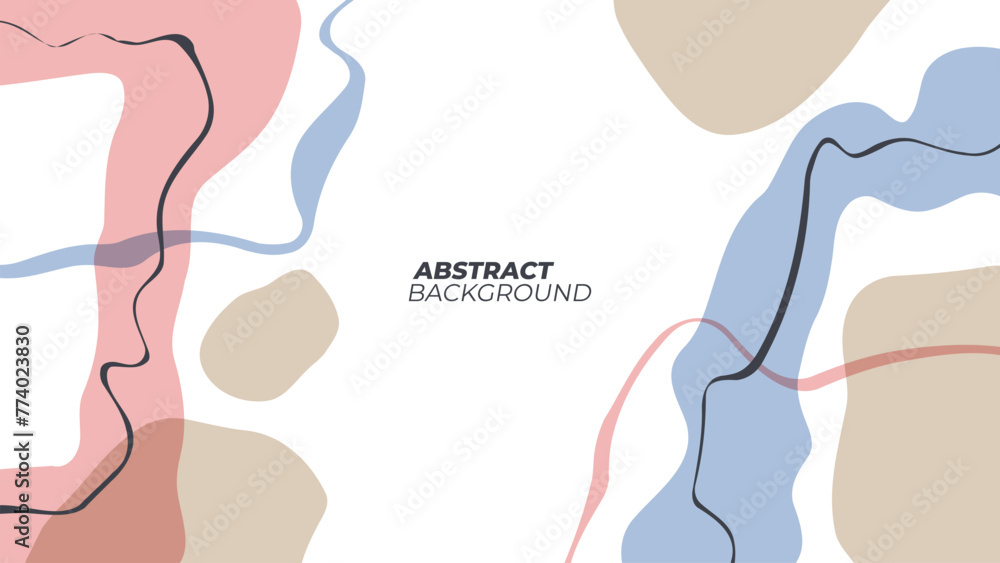 Poster Abstract background with various curved color shapes and black lines for creative graphic design. Vector illustration.