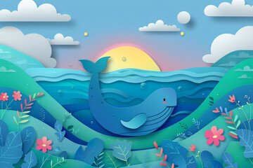 Fototapeta premium Tidal Tapestry World Ocean Day Concept isolated on a transparent background world ocean day concept