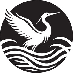 Egret Bird Silhouette , illustration