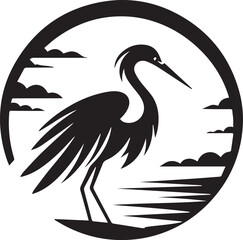 Egret Bird Silhouette , illustration