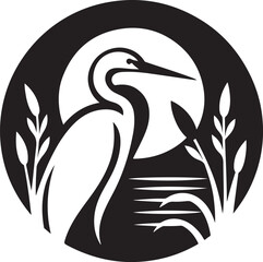 Egret Bird Silhouette , illustration