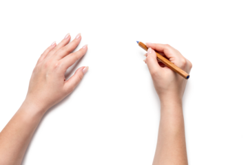 Female hands holding pencil, isolated on a transparent background png