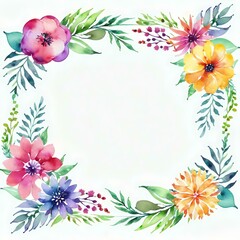 Watercolor colorful Flower Background Border
