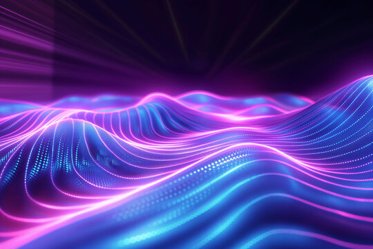Communication technology abstract background. Business concept. Blue and magenta neon lights. Motion texture.