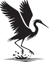 Egret Bird Silhouette , illustration
