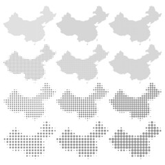 Asian Country dotted map set