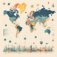 Vibrant Global Map Showcasing Exciting Destinations for Adventure Seekers