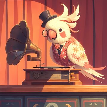 An Avian Aristocrat: The Cockatoo in Top Hat Takes Center Stage