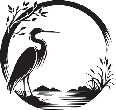 recommend clip art: Egret Bird Silhouette , illustration
