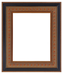 Dark varnished old picture frame. In PNG format on a transparent background.