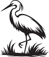 Egret Bird Silhouette , illustration