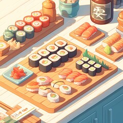 Obraz na płótnie Canvas Delightful Sushi Platter - Ready for a Scrumptious Meal