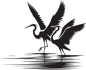 Egret Bird Silhouette , illustration