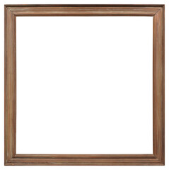 Narrow antique wooden picture frame on a transparent background, in PNG format.