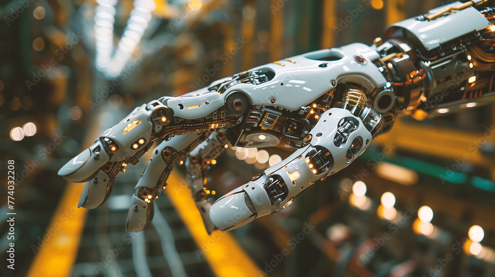 Aufkleber robotic hand operating in factory