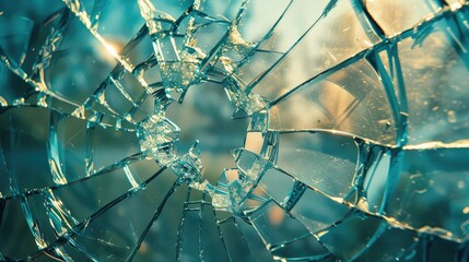 A conceptual shot of a shattered mirror, with the cracks radiating outward, symbolizing the aftermath of an accident, - obrazy, fototapety, plakaty