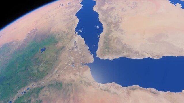 View of the Bab el-Mandeb Strait. Red sea, Gulf of Aden