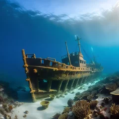 Stoff pro Meter antique ship wrecks, ai-generatet © Dr. N. Lange