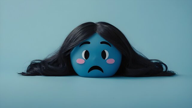 Depiction of the "Blue Monday" concept, symbolizing a day of sadness and melancholy. The image features a sad emoji face set against a light blue background, conveying a sense of emotional distress an