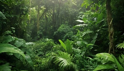 Vibrant Tropical Foliage In A Dense Jungle Lush  2