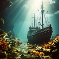 Rolgordijnen antique ship wrecks, ai-generatet © Dr. N. Lange