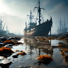 Foto auf Leinwand antique ship wrecks, ai-generatet © Dr. N. Lange