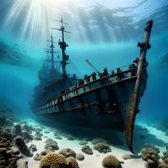 Meubelstickers antique ship wrecks, ai-generatet © Dr. N. Lange