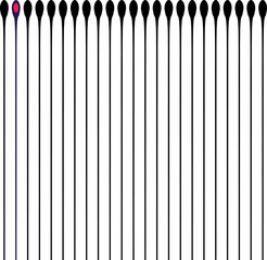 Imitation of long matches or vertical lines. One of the objects is highlighted in red.