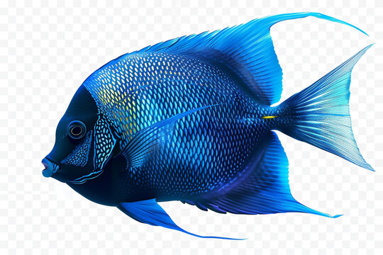 Blue fish isolated on transparent background world ocean day concept 