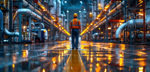 Man Standing in Vast Industrial Area