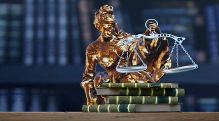 Statue of Lady Justice with scales. Rule of law concept.  - obrazy, fototapety, plakaty