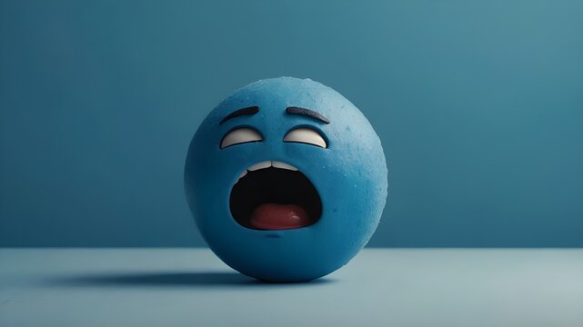  Illustration of the "Blue Monday" concept, representing a day of sadness and melancholy. The image showcases a realistic depiction of a sad emoji face against a light blue background, capturing the e