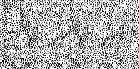 Seamless pattern with wild skin, fur texture. Cat, leopard, giraffe fur. Dots, spots, stains. Grunge black endless pattern. - obrazy, fototapety, plakaty