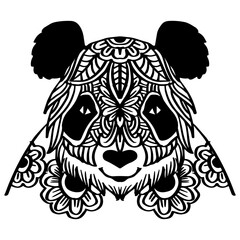 Panda head mandala zentangle. Hand drawing illustration.